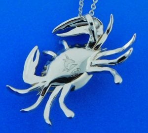 sterling silver and larimar blue crab pendant