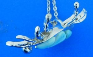 sterling silver and larimar blue crab pendant
