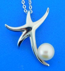 sterling silver starfish pearl pendant