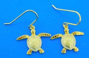 sea turtle dangle earrings sterling silver gold plated