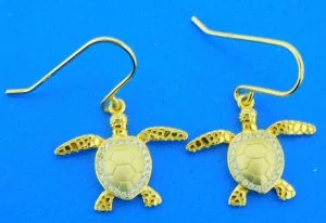 sea turtle dangle earrings sterling silver gold plated