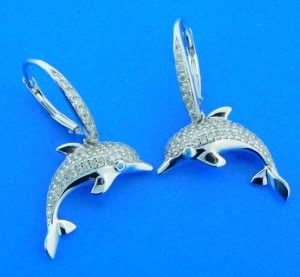 sterling silver dolphin dangle earrings