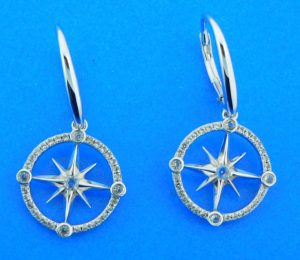 sterling silver compass rose dangle earrings