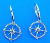 sterling silver compass rose dangle earrings