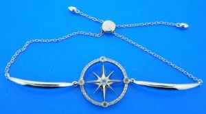 sterling silver compass rose bracelet