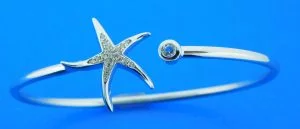 sterling silver starfish bangle bracelet