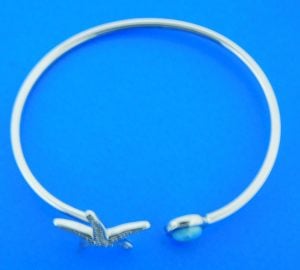 sterling silver and larimar bangle bracelet