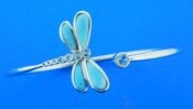 sterling silver and larimar dragonfly bangle bracelet