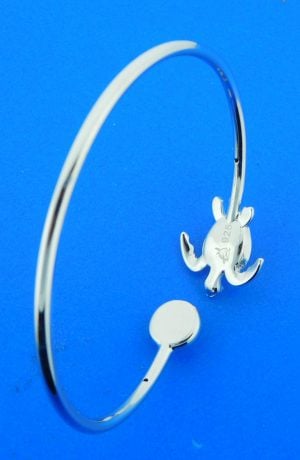 sterling silver and larimar sea turtle bangle bracelet