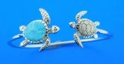 sterling silver and larimar sea turtle bangle bracelet