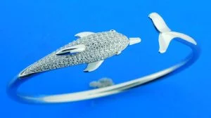 sterling silver dolphin bangle bracelet