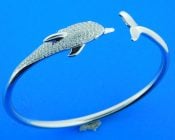 sterling silver dolphin bangle bracelet