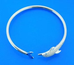 sterling silver dolphin bangle bracelet