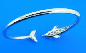 sterling silver dolphin bangle bracelet