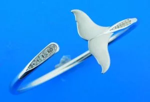 sterling silver whale tail bangle bracelet