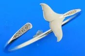 sterling silver whale tail bangle bracelet