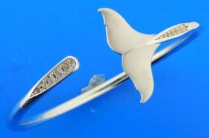 sterling silver whale tail bangle bracelet