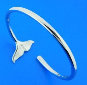 sterling silver whale tail bangle bracelet