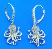 sterling silver octopus leverback earrings