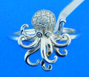 sterling silver and cz octopus ring