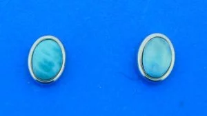 sterling silver larimar oval post earrings