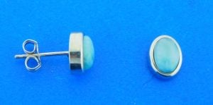 sterling silver larimar oval post earrings