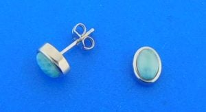 sterling silver larimar oval post earrings