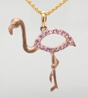 Denny Wong Pink Flamingo Pendant,14k Yellow & Rose Gold