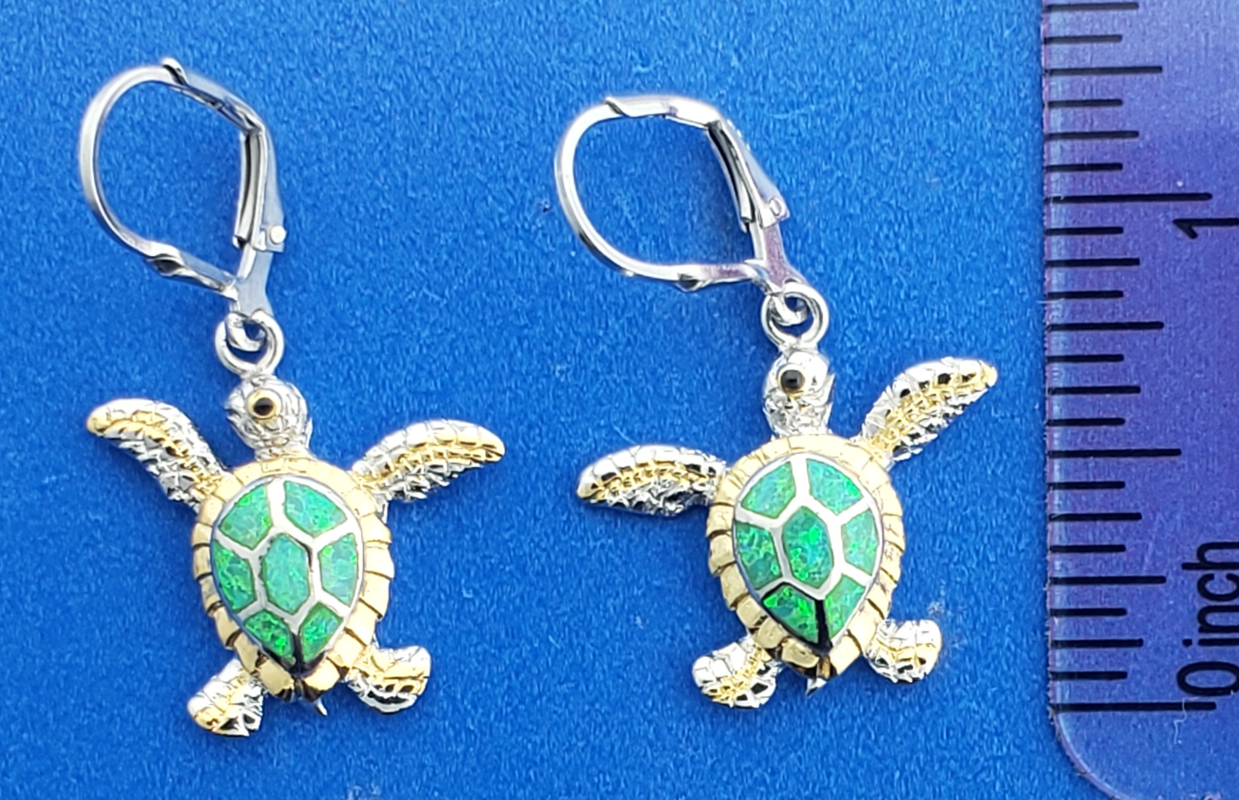 Kovel Sea Turtle Earrings, Sterling Silver & Opal 4 Kovel Sea Turtle Earrings, Sterling Silver & Opal - Image 4