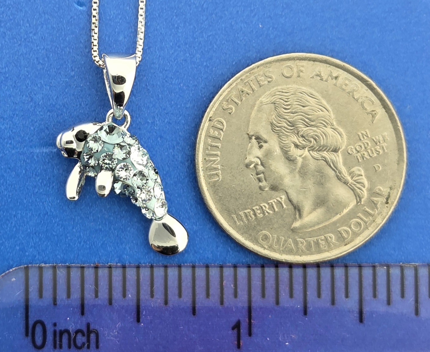 Manatee Pendant, Sterling Silver & Crystal 4 Manatee Pendant, Sterling Silver & Crystal - Image 4