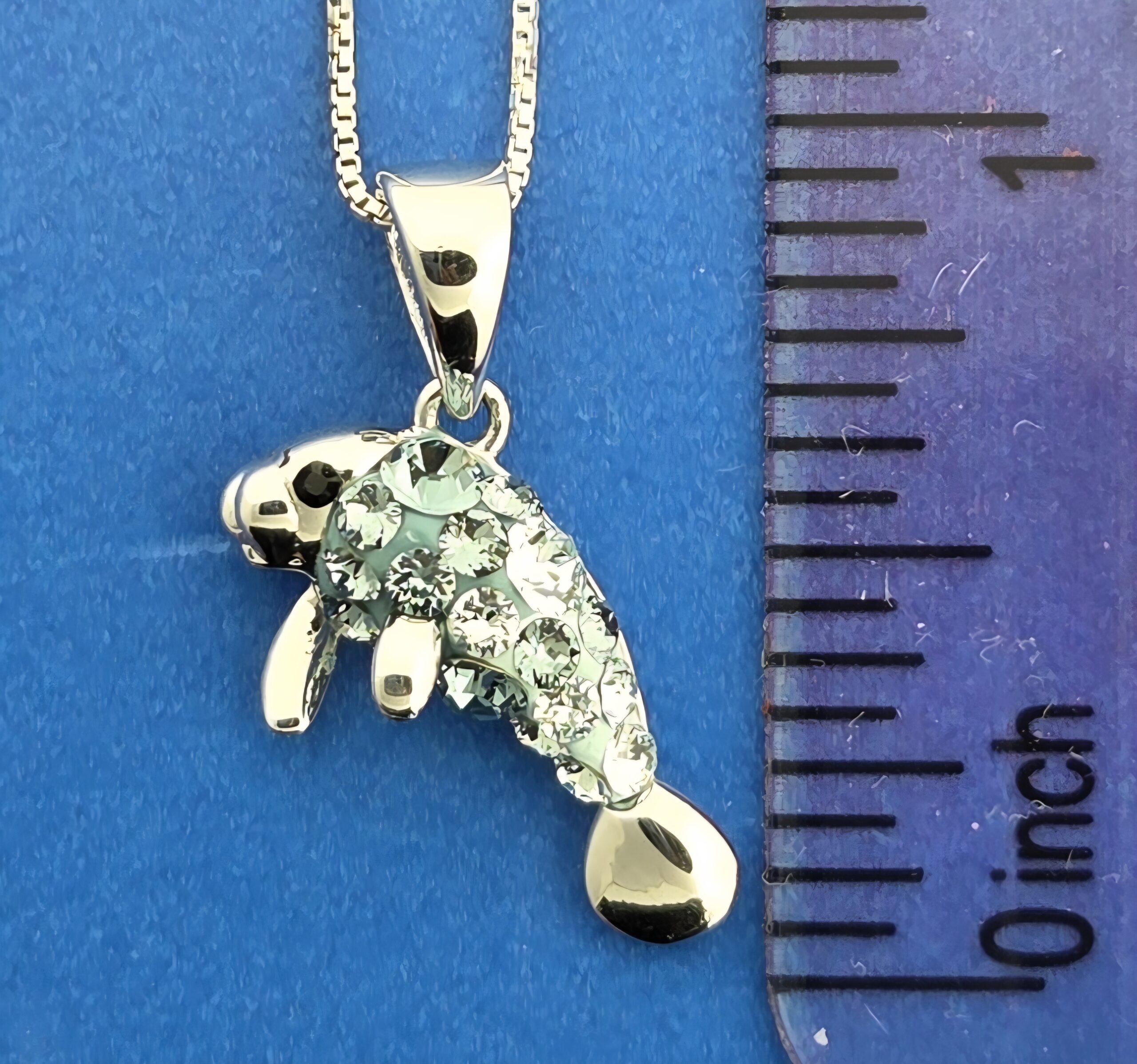 Manatee Pendant, Sterling Silver & Crystal 5 Manatee Pendant, Sterling Silver & Crystal - Image 5