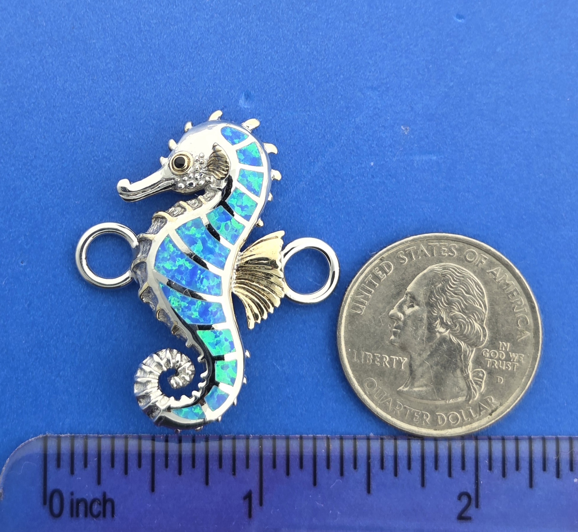 Kovel Seahorse Bracelet Topper, Sterling Silver & Opal 5 Kovel Seahorse Bracelet Topper, Sterling Silver & Opal - Image 5