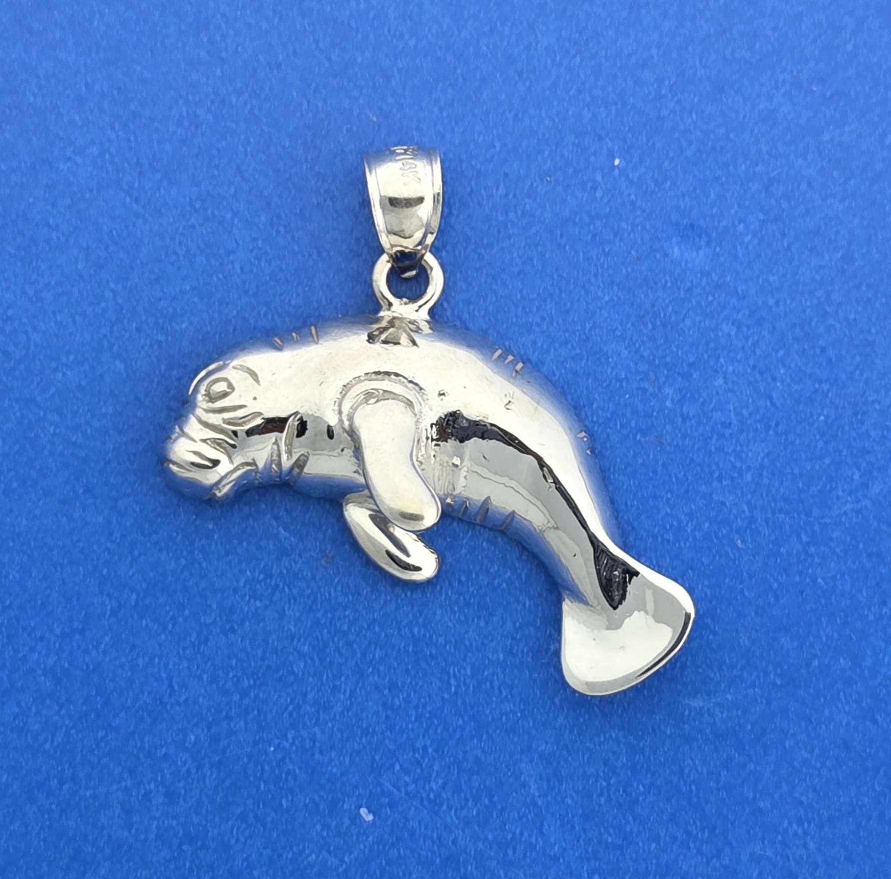 Manatee Pendant, 14K White Gold 1 Manatee Pendant, 14K White Gold