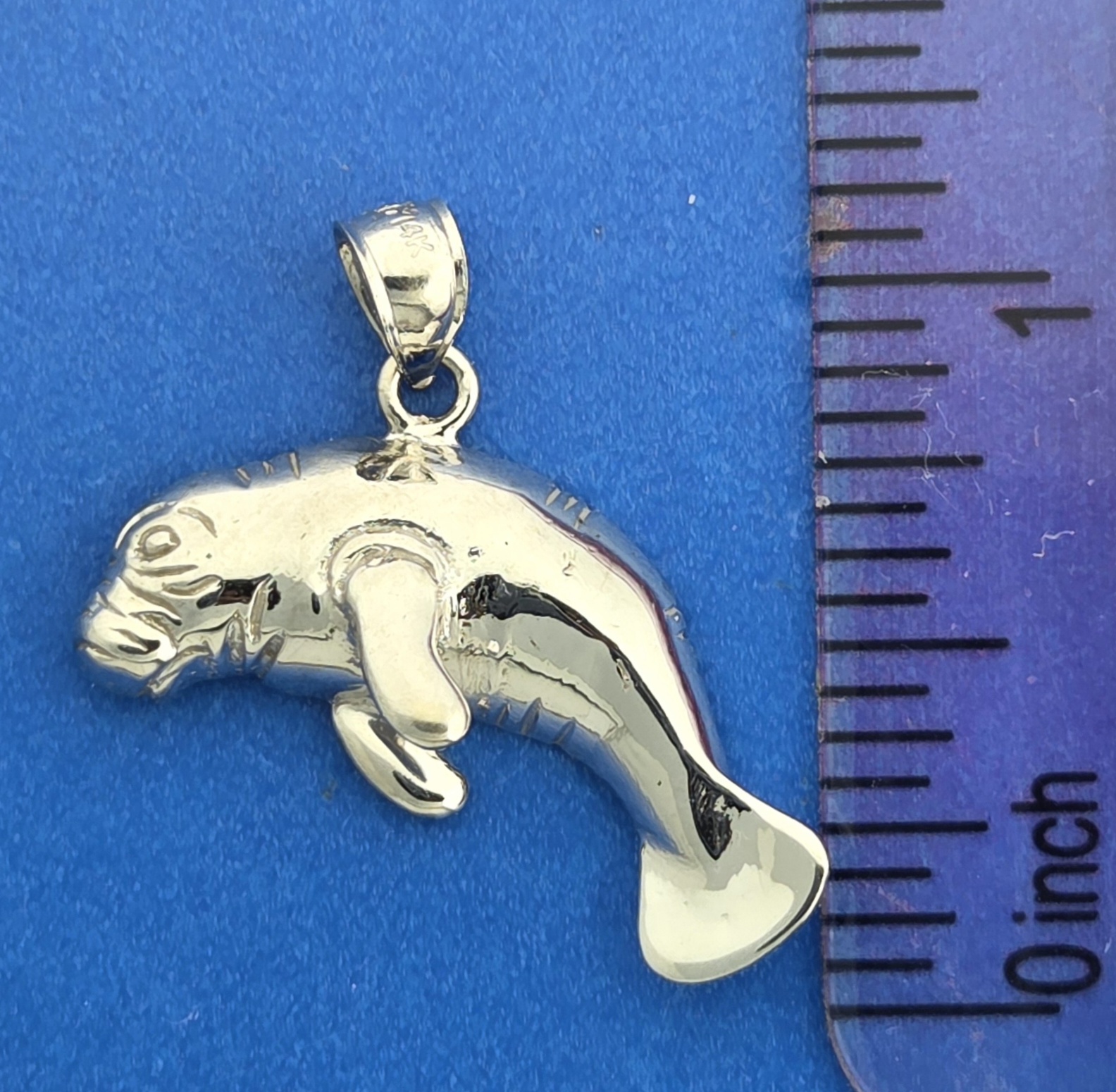 Manatee Pendant, 14K White Gold 4 Manatee Pendant, 14K White Gold - Image 4