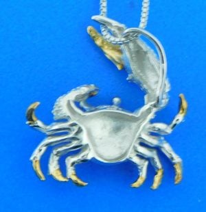 sterling silver blue crab pendant