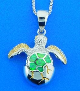 sterling silver hatching sea turtle pendant sterling silver