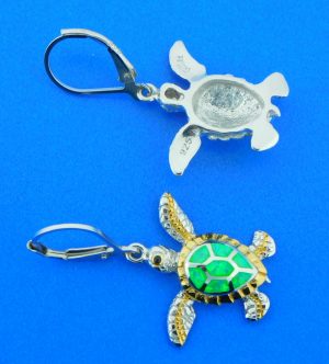 sea turtle opal earrings