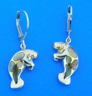 sterling silver manatee earrings