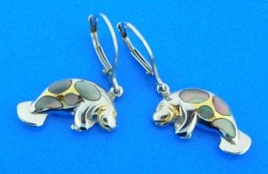 sterling silver manatee earrings