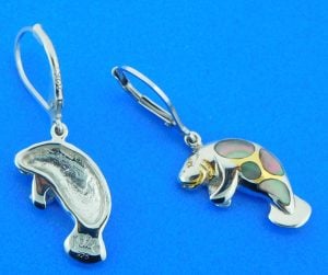 sterling silver manatee earrings