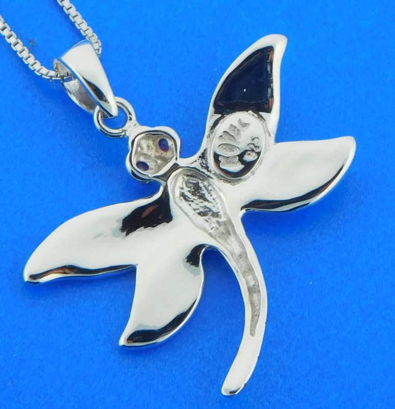 sterling silver dragonfly opal pendant