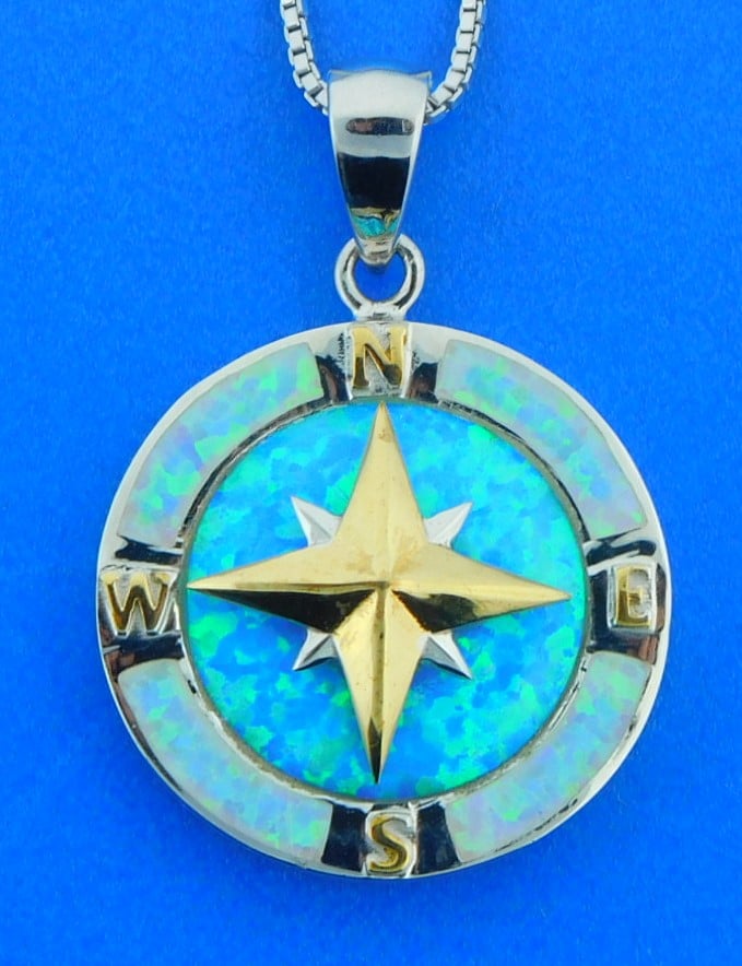 10k Gold Compass Pendant Necklace