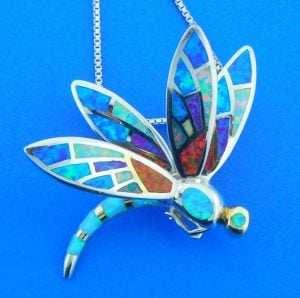 sterling silver dragonfly pendant sterling silver & opal