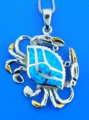 sterling silver crab opal pendant