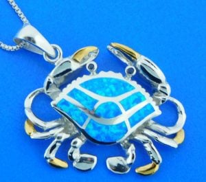 sterling silver crab opal pendant