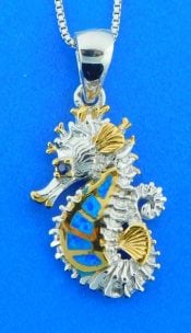 sterling silver seahorse opal pendant