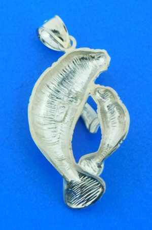 sterling silver manatee pendant mother & baby