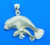 manatee pendant sterling silver