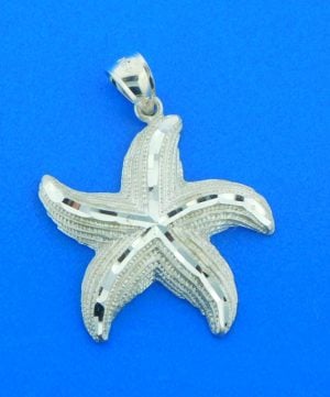 sterling silver diamond-cut starfish pendant