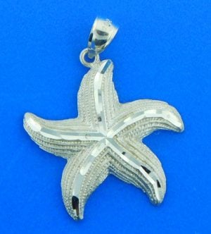 sterling silver diamond-cut starfish pendant